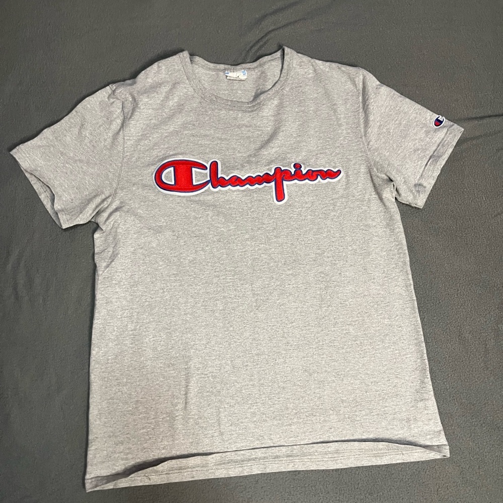 Champion Gray T-Shirt with Red Logo